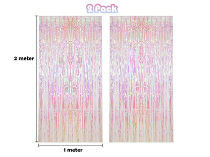 Holographic Silver Fringe Foil Curtain | Iridescent Backdrop, Bridal Shower Backdrop, Wedding, Hen Party, Birthday Photo Booth, Last Disco