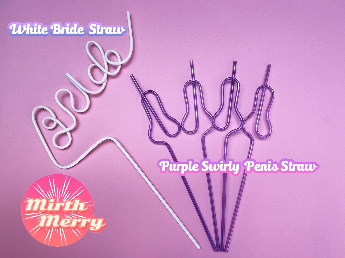 Purple Penis Swirly Willy Straw | Bachelorette Party Decorations, Bride To Be Bridal Shower | Hen Do Party, Dick Favors, Penis Confetti