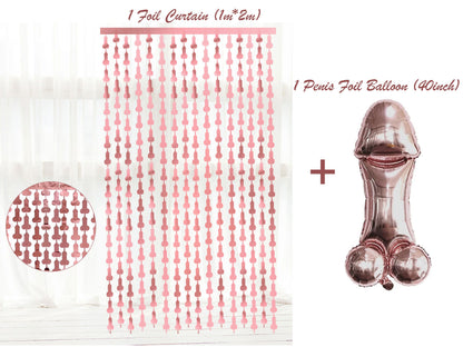 Penis Balloon | 40 inch Rose Gold | Bachelorette Party | Same Penis Forever | Penis Tinsel Curtain| Hen Party | Bride to Be Bridal Shower