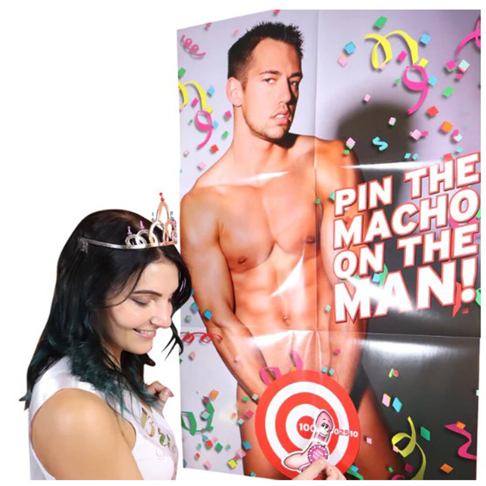 Pin the Junk on the Hunk, Bachelorette Party Game, Bridal Shower, Birthday Party Game, Bachelorette Party Game, Hen Party Game