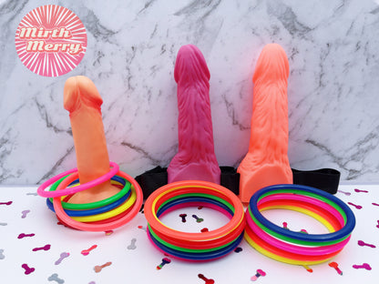 Table Top Penis Ring Toss, Hens Night Bridal Shower Decorations, Penis Hoopla Ring, Dick Favors, Junk On The Hunk, Pin The Macho Man