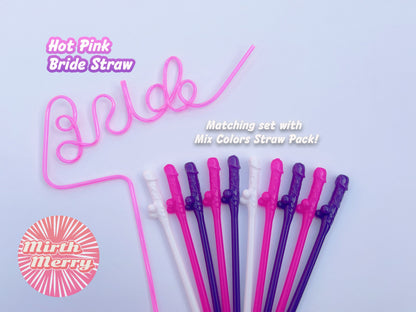Mix Colors Penis Straws+Bride Straw, Hen Party Decoration Supplies, Party Favor Penis Confetti, Bridal Shower Wedding Drinking Game