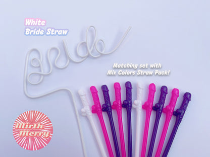 Mix Colors Penis Straws+Bride Straw, Hen Party Decoration Supplies, Party Favor Penis Confetti, Bridal Shower Wedding Drinking Game