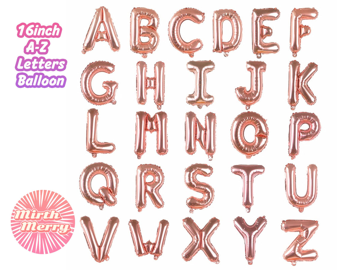 Rose Gold Foil Balloon Letters 16"/ 41CM, Foil Balloon for Bridal Shower, Wedding Decor, Engagement, Hens Party, Bachelorette Party