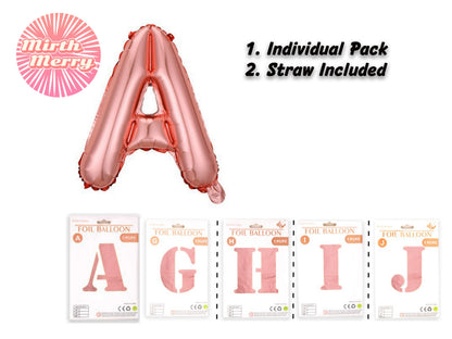 Rose Gold Foil Balloon Letters 16"/ 41CM, Foil Balloon for Bridal Shower, Wedding Decor, Engagement, Hens Party, Bachelorette Party