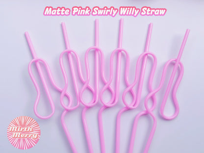 Pink Swirly Penis Straw + Bride Straw,| Bachelorette Party Favors | Bride To Be Bridal Shower | Hen Party Supplies Penis