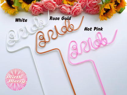Rose Gold White Swirly Penis Straw + Bride Straw,| Bachelorette Party Favors | Bride To Be Bridal Shower | Hen Party Supplies Penis