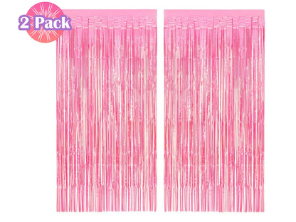 Iridescent Fringe Foil Curtain | Transparent Pink Backdrop, Bridal Shower Backdrop, Wedding, Hen Party, Birthday Photo Booth, Baby Shower