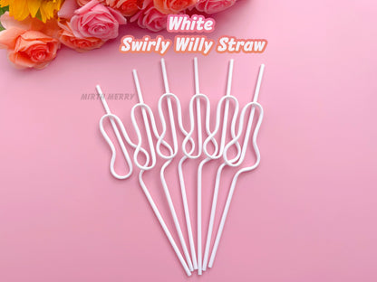 White Swirly Penis Straw + Bride Straw,| Bachelorette Party Favors | Bride To Be Bridal Shower | Hen Party Supplies Penis