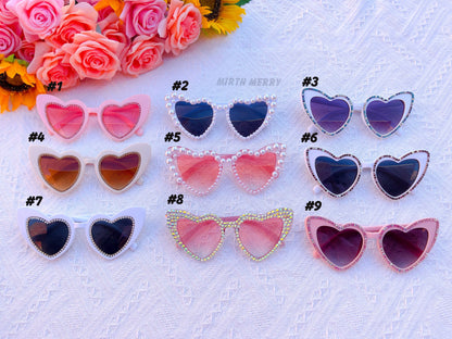 Hens Party Heart Sunglasses, Rhinestone Heart Sunglasses, Bride Bridesmaid Gift + Bridal Shower Supplies, Bachelorette Party Decoration