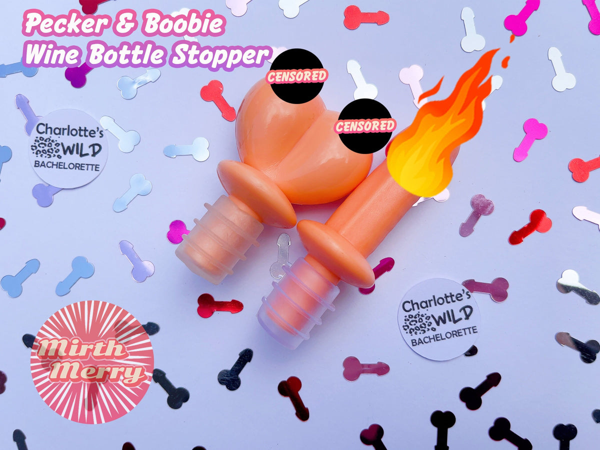 Pecker and Boobie Wine Bottle Stopper, Novelty Party Games Decor, Hens Night Bridal Shower, Hen Party Games, Penis Hoopla Ring