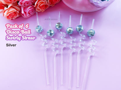Disco Ball Swirly Straw, Last Disco Hen Party Favors, Disco Cowgirl Cowboy, Bridal Shower, Bachelorette Decorations, 70's, Reusable Straw