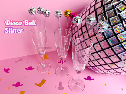 Disco Ball Drink Stirrers 6 Pack, Last Disco Hen Party Favors, Disco Cowgirl Cowboy, Bridal Shower, Bachelorette Decorations, 70's