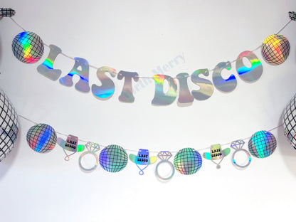 Last Disco Iridescent Banner Set | Last Rodeo Bach Party Decorations, Backdrop Photo Booth Holographic Iridescent Bachelorette Banners