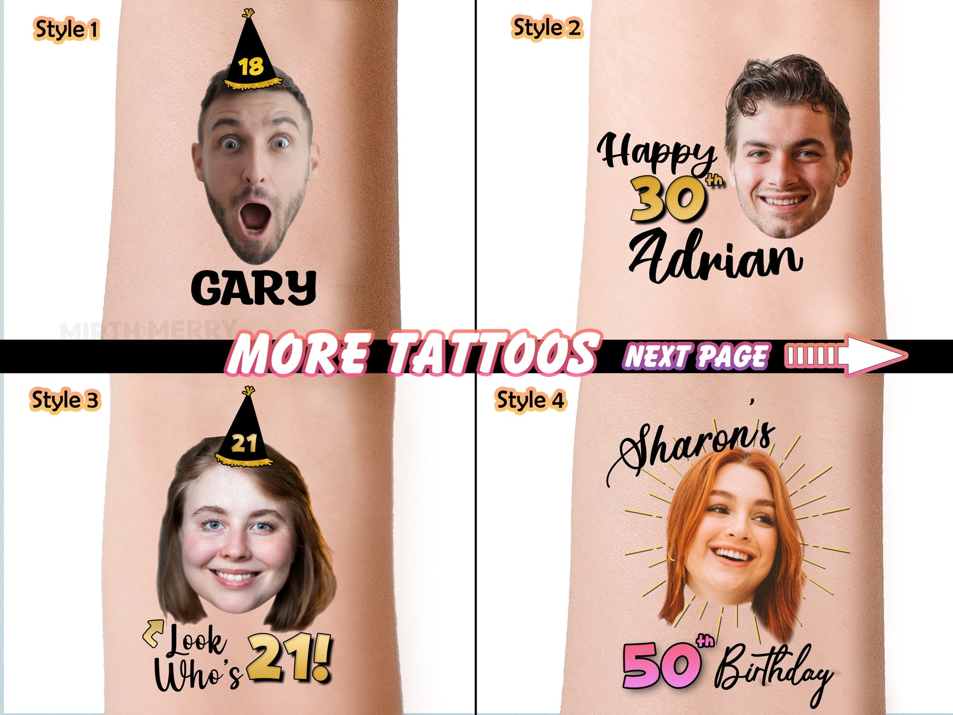 Custom Face Birthday Tattoos
