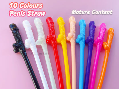 10 Colours Penis Straw, | Bachelorette Party Favors | Bride To Be Bridal Shower | Hen Party Supplies Penis, Mix Color Penis Straws
