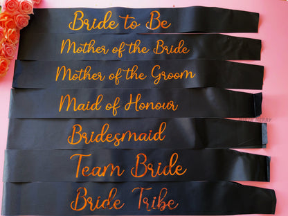 Bride to Be Sash| Hen Party Sash | Sash for Bride - Rose Gold Foil | Maid of Honour sash | Bachelorette Favors | Team Bride, Bridesmaid sash