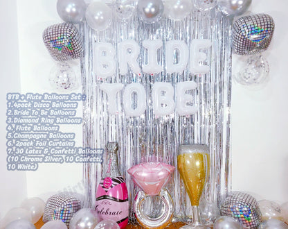 White Bride To Be & Silver Balloons Set | Hens Party Decoration, Bachelorette Party, Bridal Shower Decor Photo Backdrop