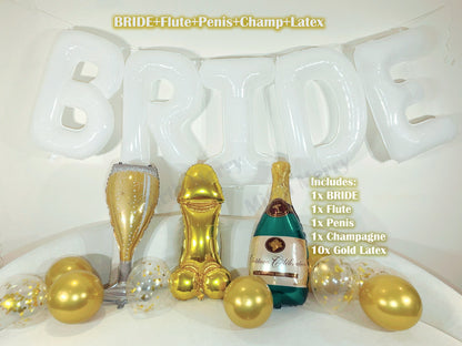 White Jumbo BRIDE Balloons + Gold Balloons | 40inch, Hens Party Decoration, Bachelorette Party, Bridal Shower Decor Photo Backdrop