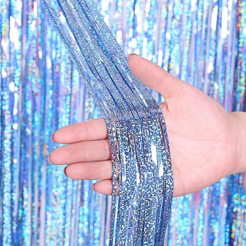 Holographic Silver Fringe Foil Curtain | Iridescent Backdrop, Bridal Shower Backdrop, Wedding, Hen Party, Birthday Photo Booth, Last Disco