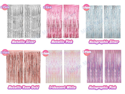 Holographic Silver Fringe Foil Curtain | Iridescent Backdrop, Bridal Shower Backdrop, Wedding, Hen Party, Birthday Photo Booth, Last Disco