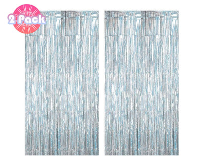 Holographic Silver Fringe Foil Curtain | Iridescent Backdrop, Bridal Shower Backdrop, Wedding, Hen Party, Birthday Photo Booth, Last Disco